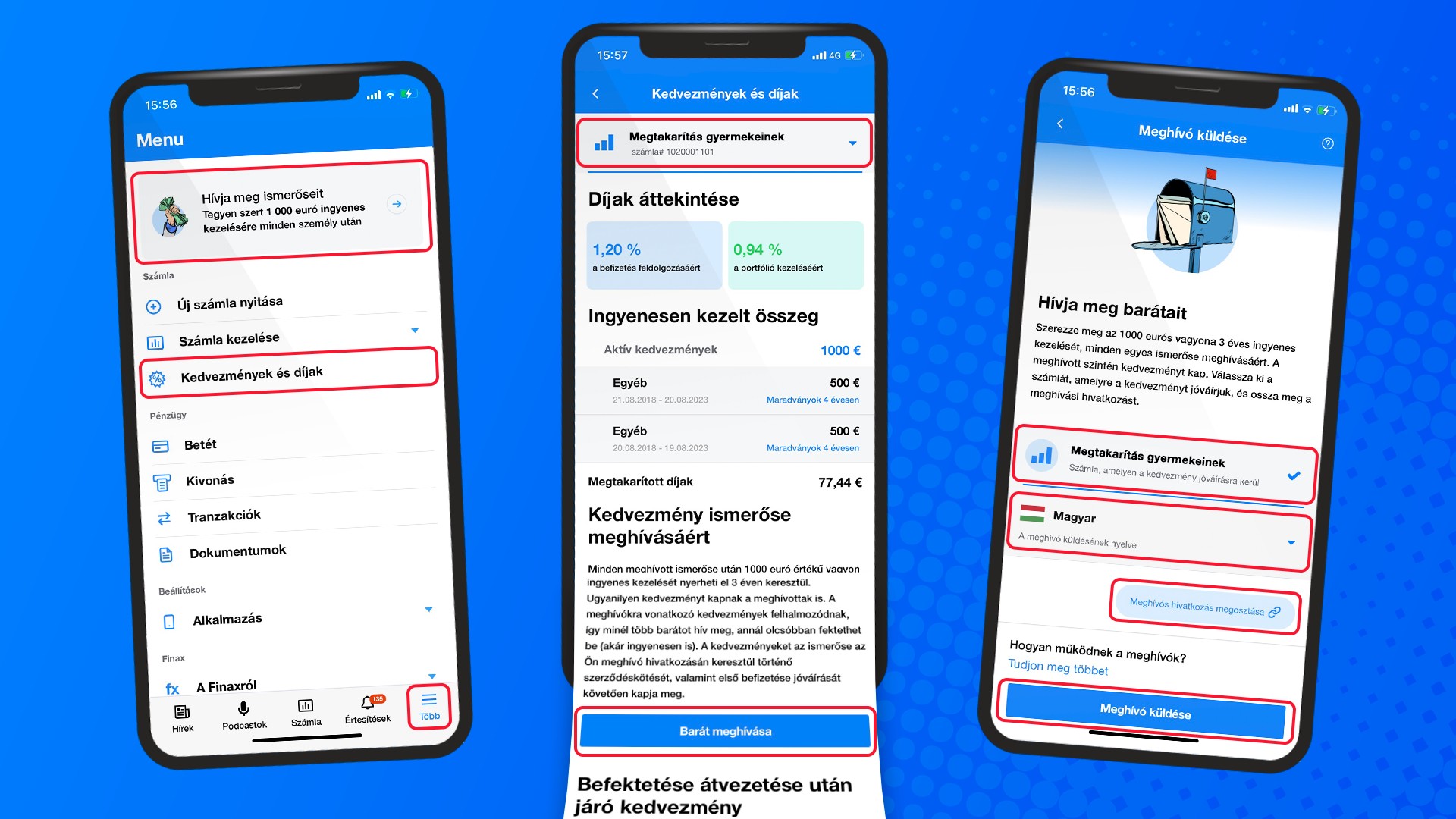 Finax kedvezményeinek áttekintése az alkalmazásban