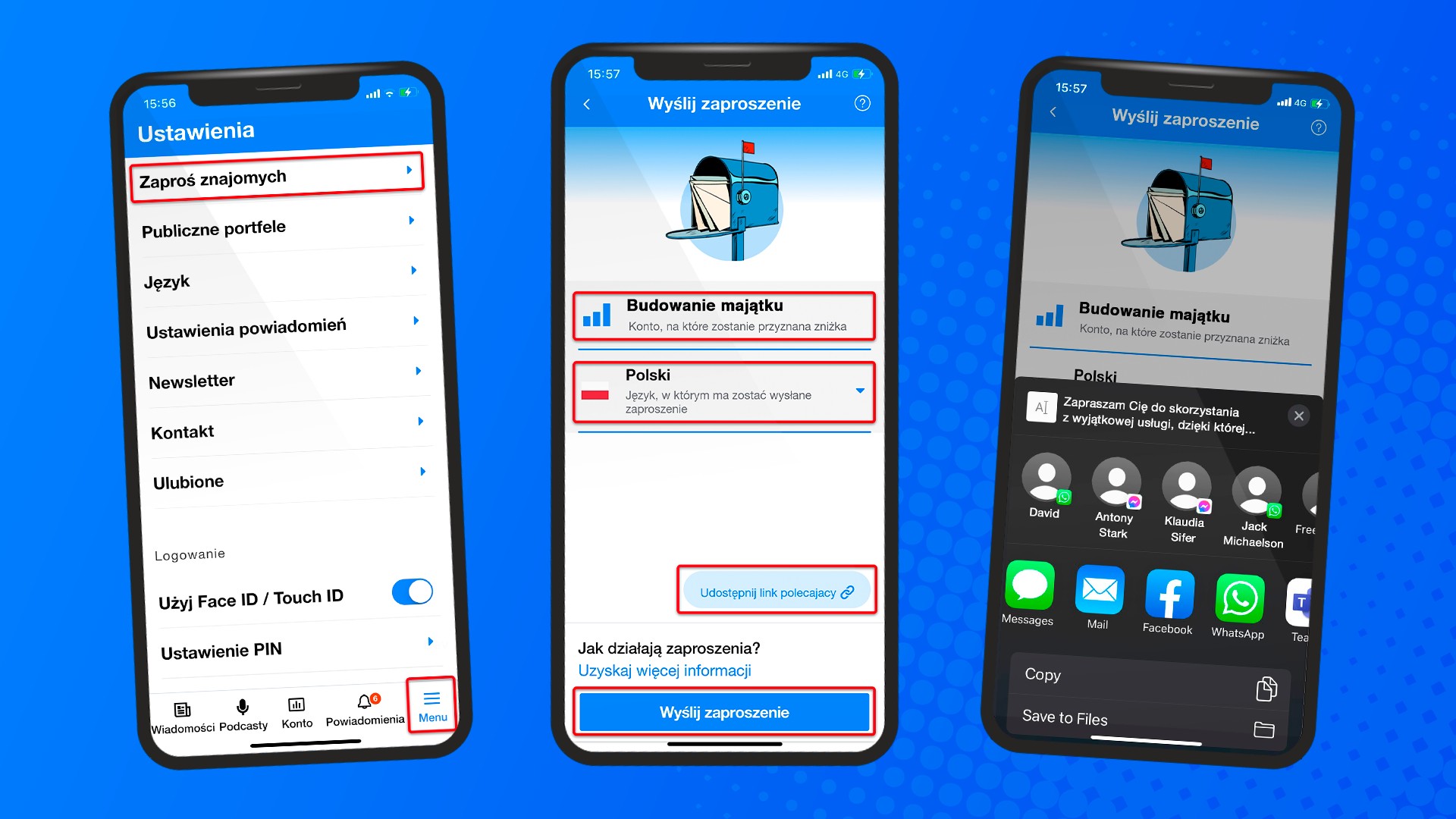 Zaproś znajomych przez aplikacją mobilną Finax | Finax.eu